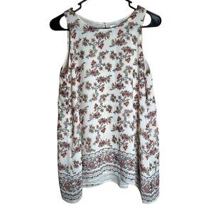 MAX STUDIO Sleeveless Floral Boho Top Y2K Handkerchief Tunic Fairycore Size Med